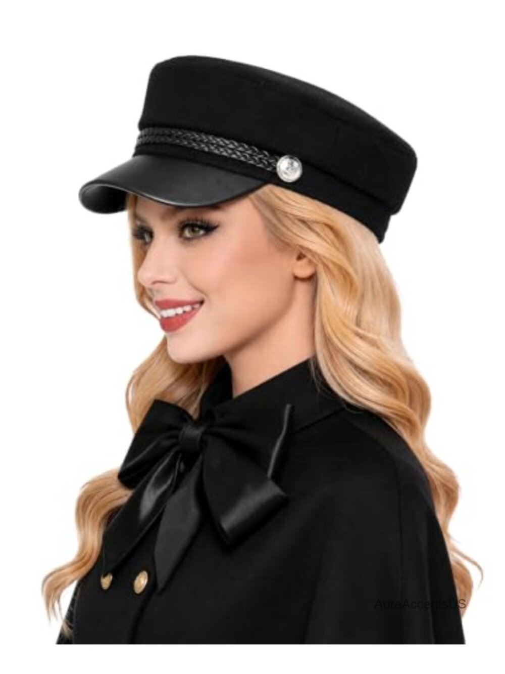 NWT Women's Leather Brim Newsboy Cap Vintage Fiddler Hat